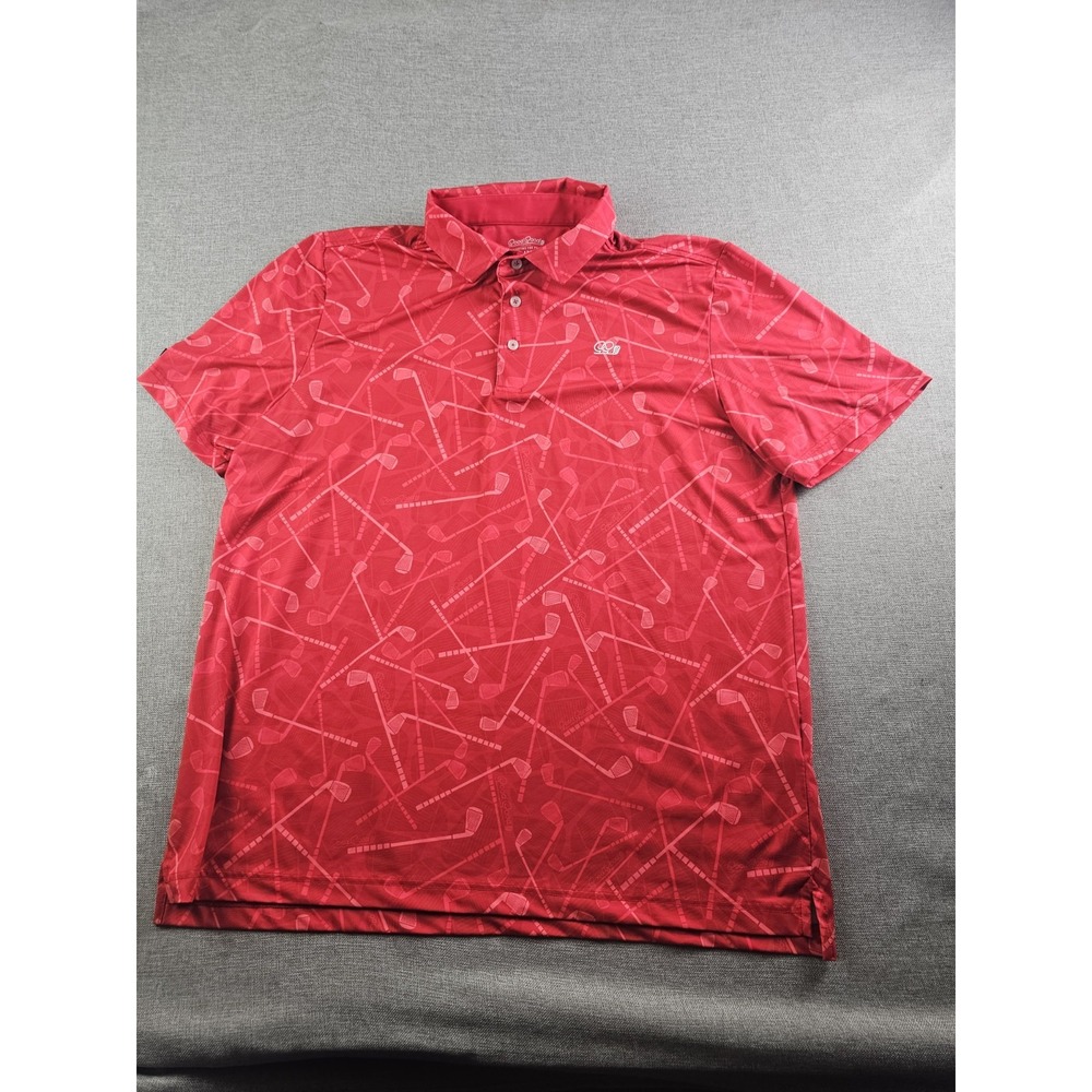Good Good Shirt Mens XL Red Golf Polo AOP Short Sleeve Performance